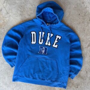 E5 Duke Blue Devils Hoodie Royal Blue Fleece Sweatshirt Pullover Mens Large
